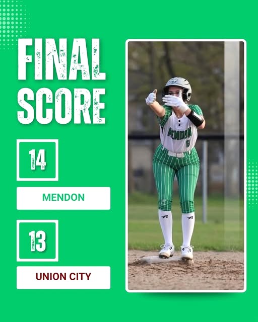 No. 1 Mendon softball edges Union City 14-13